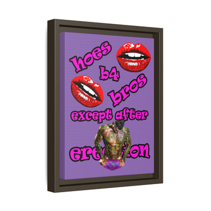 hoes b4 bros - framed canvas art (light purple)