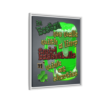 celtics logo - framed canvas art (grey-light grey)