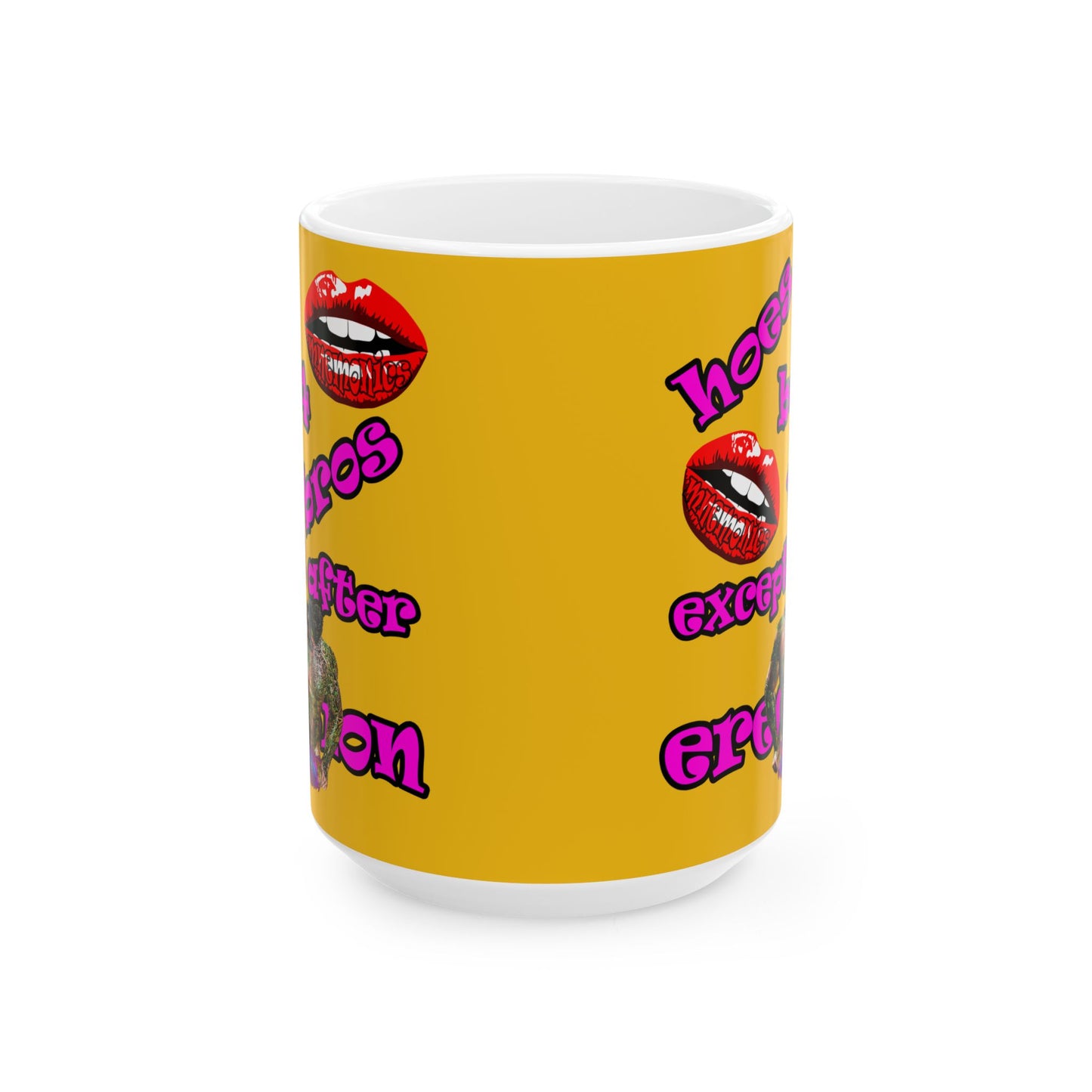 hoes b4 bros - White Mug (yellow)