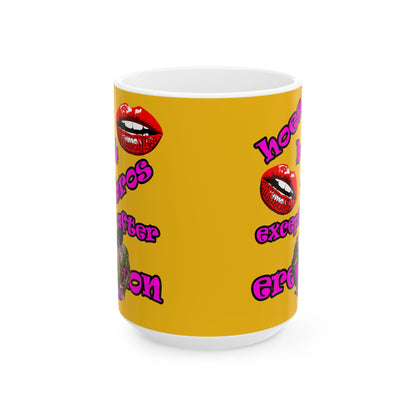 hoes b4 bros - White Mug (yellow)