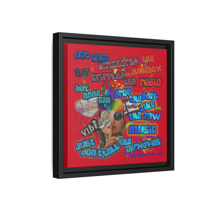 drop the beat - framed canvas art (dark red)