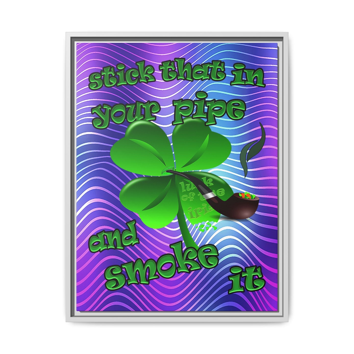 stick that in your pipe and smoke it - framed canvas art (purple wave)