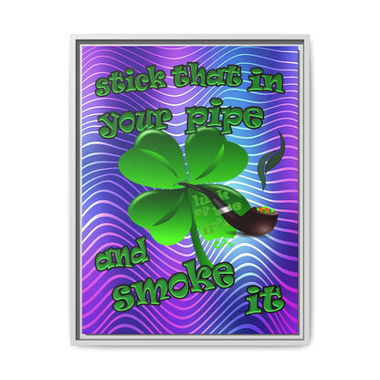 stick that in your pipe and smoke it - framed canvas art (purple wave)