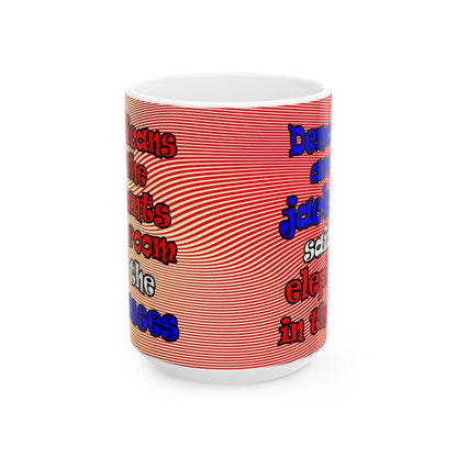 donkeys and elephants - White Mug (yellow-orange wave)