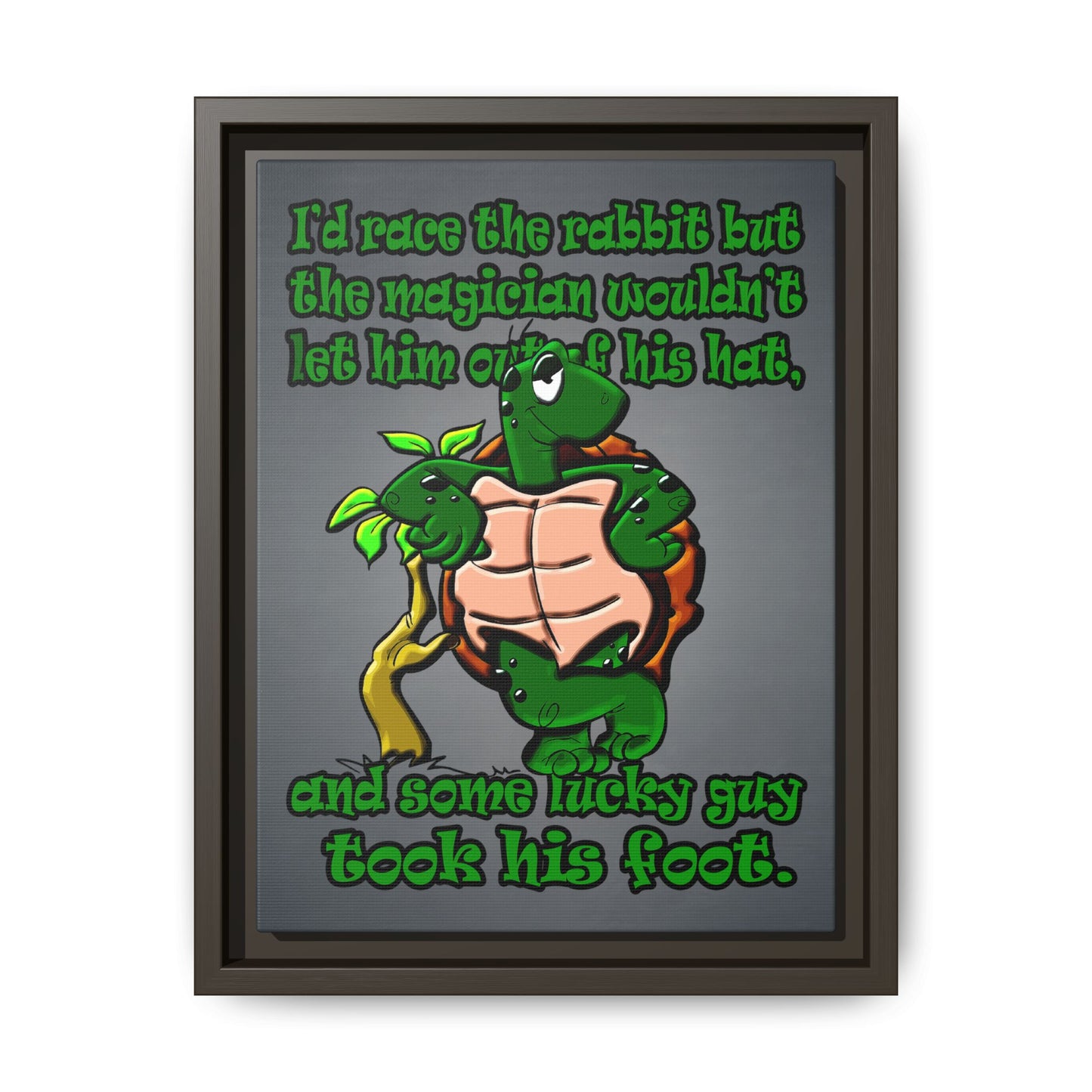 turtle race - framed canvas art (grey-light grey)
