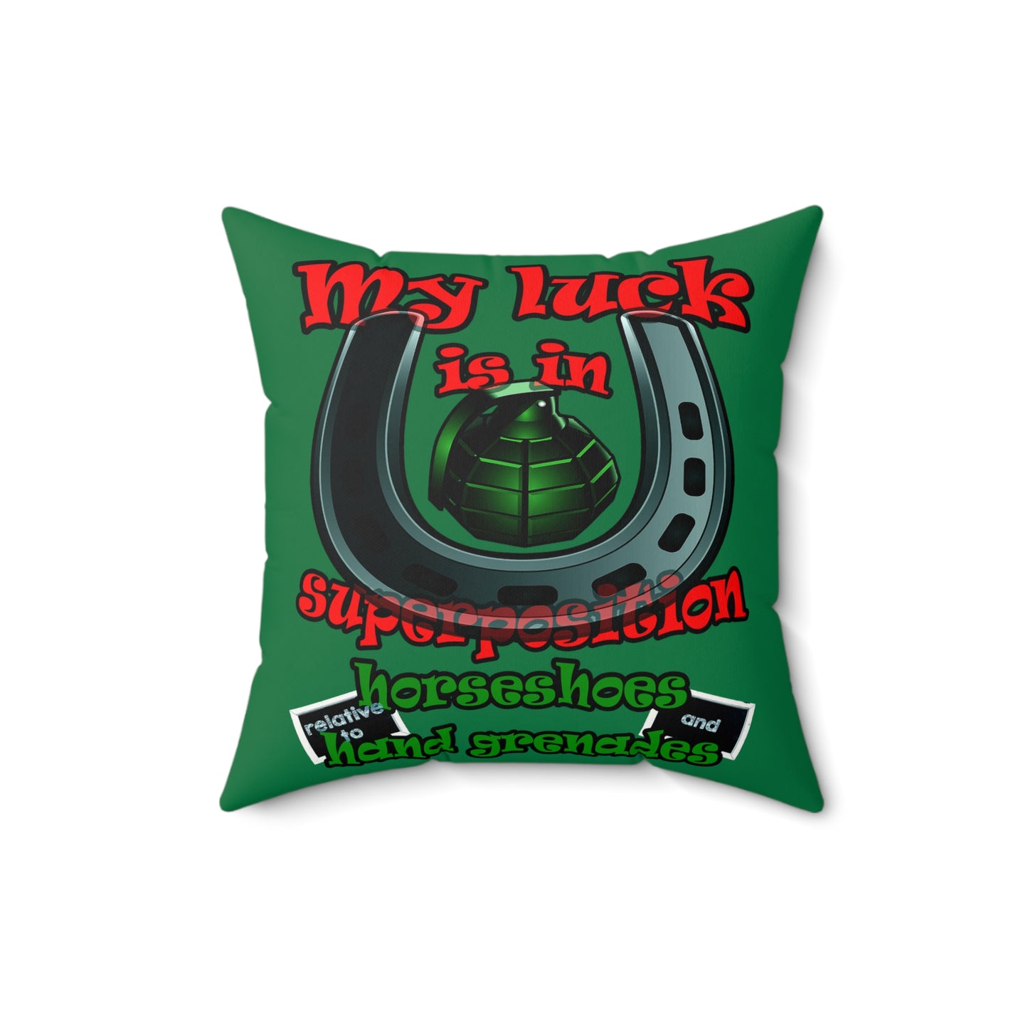 my luck - Faux Suede Square Pillow - (dark green)