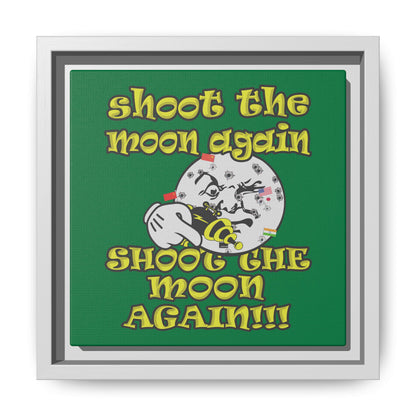 shoot the moon again - framed canvas art (dark green)