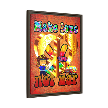 love peace - framed canvas art (burnt orange)