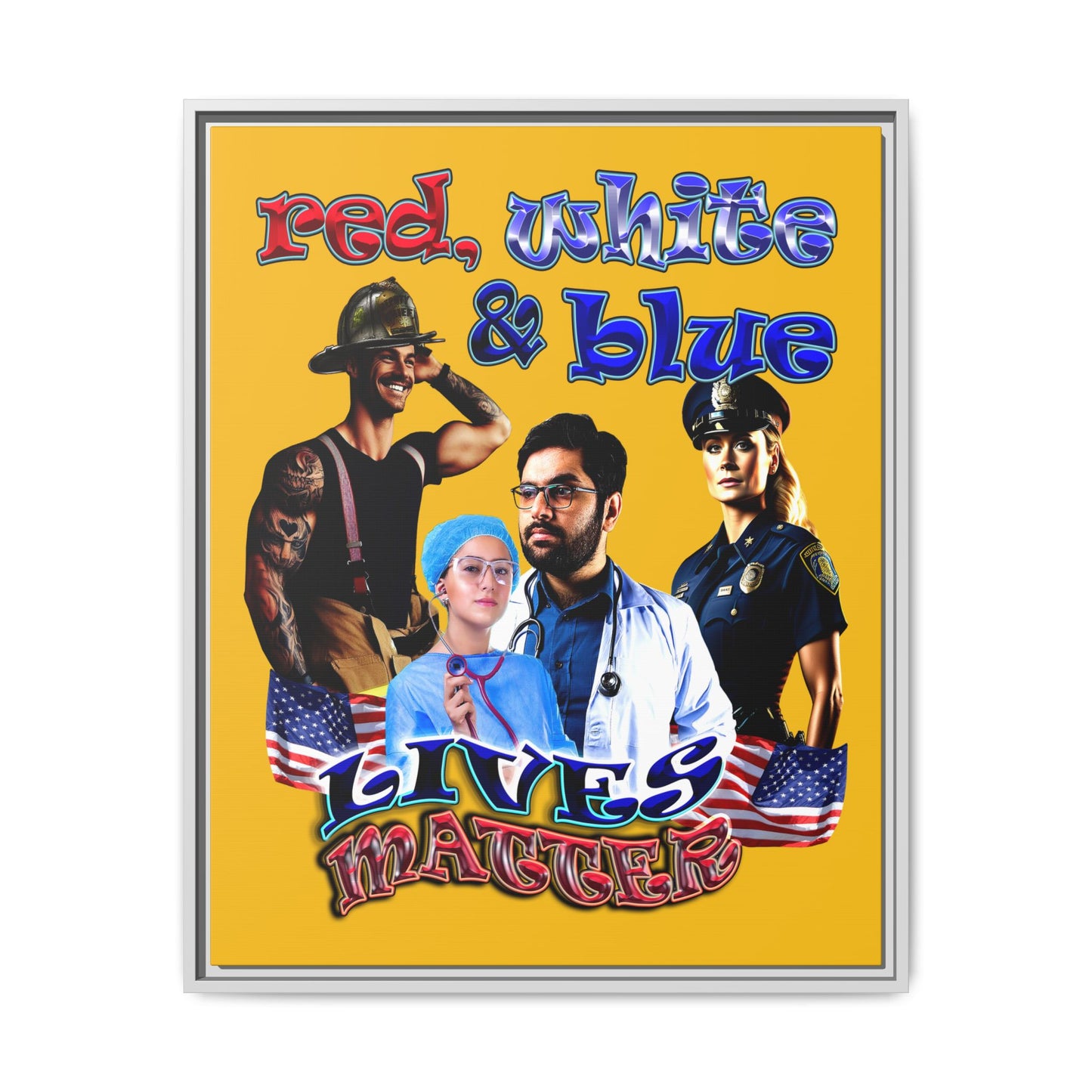 rw&b lives matter - framed canvas art (yellow)