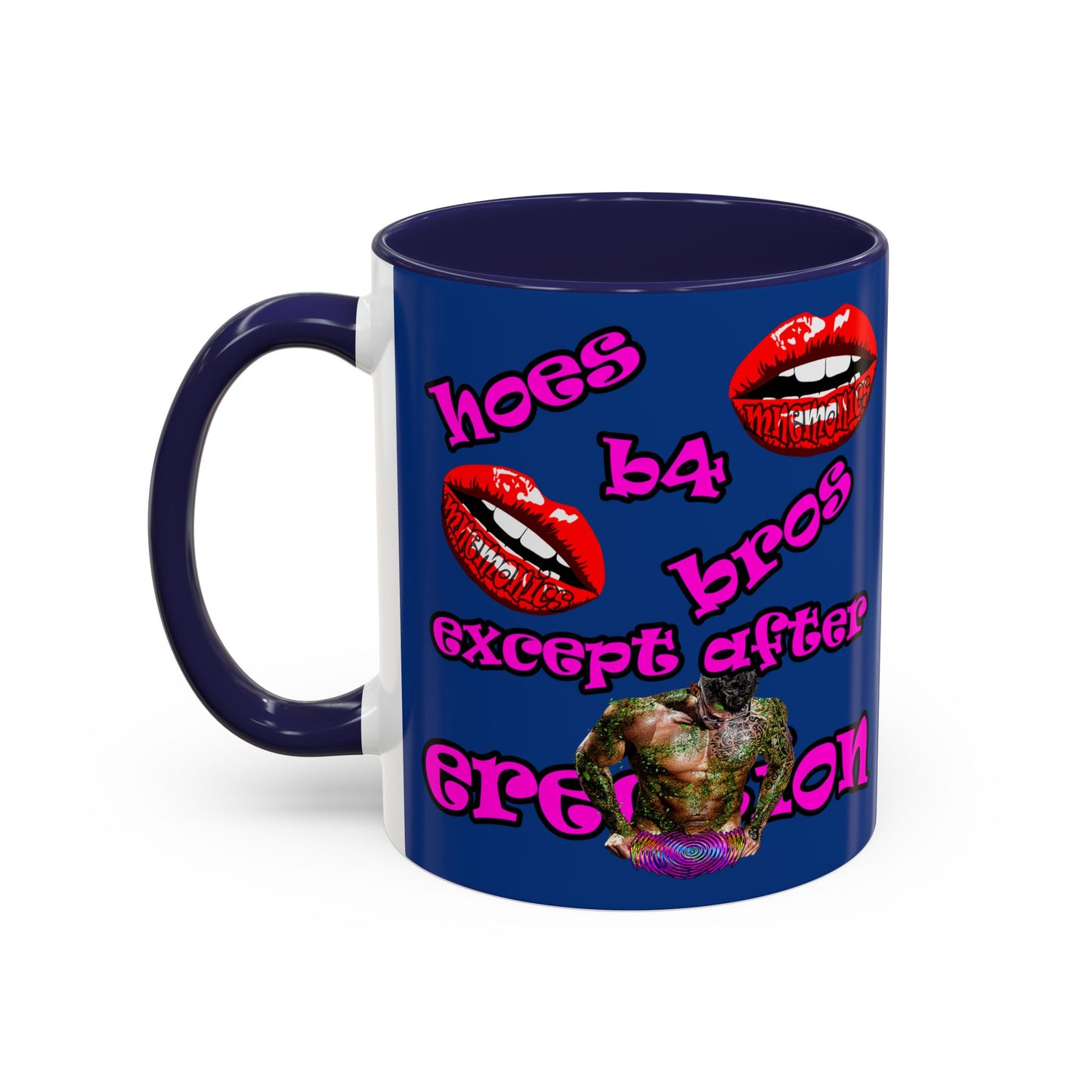 hoes b4 bros - Accent Mug (dark blue)