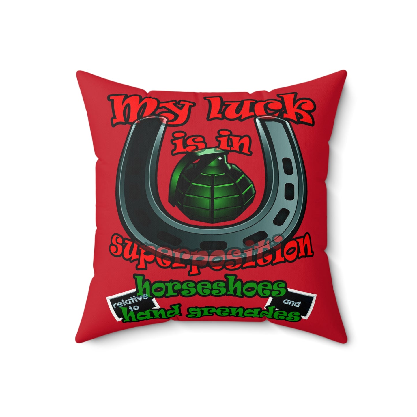 my luck - Faux Suede Square Pillow - (dark red)