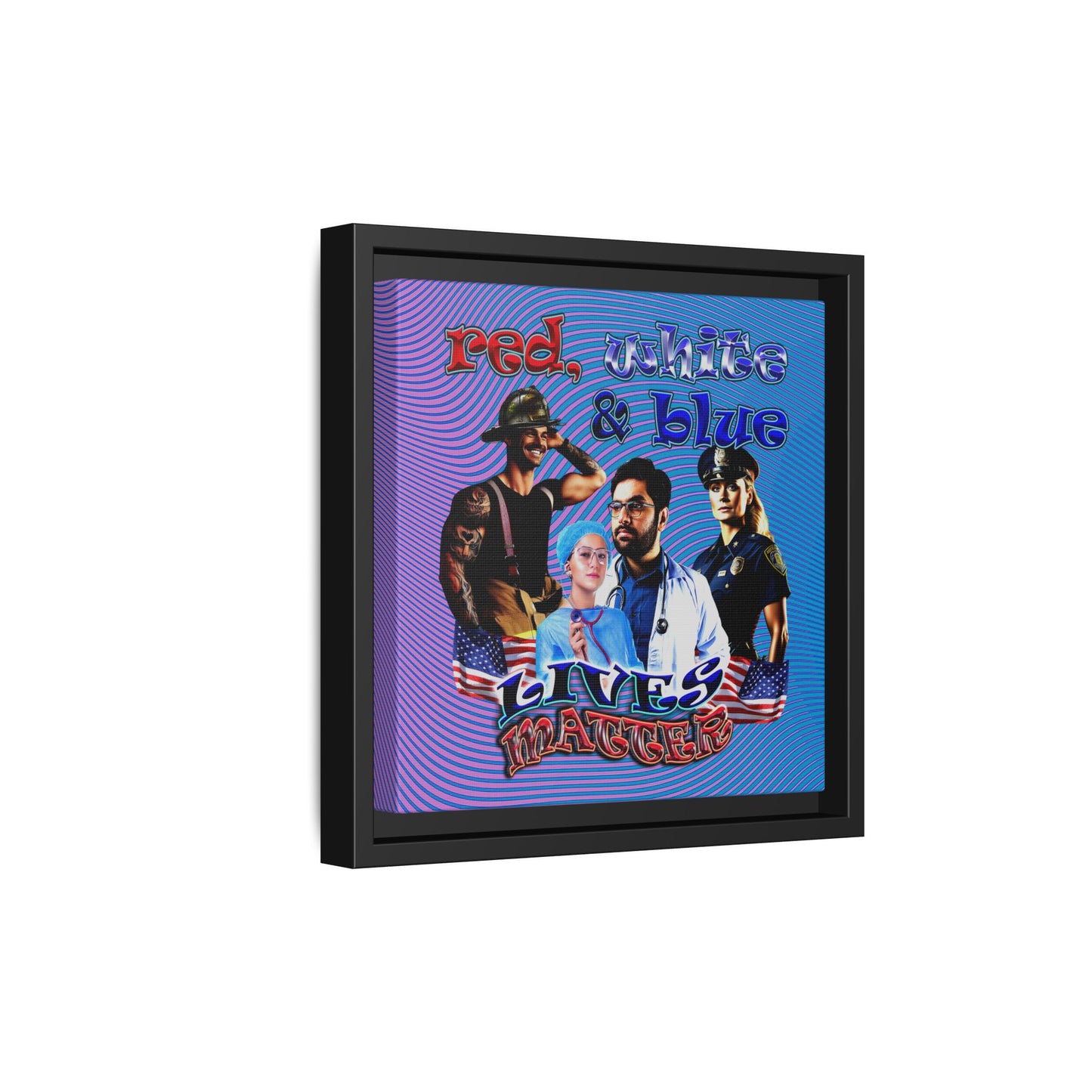 rw&b lives matter - framed canvas art (light blue-purple wave)