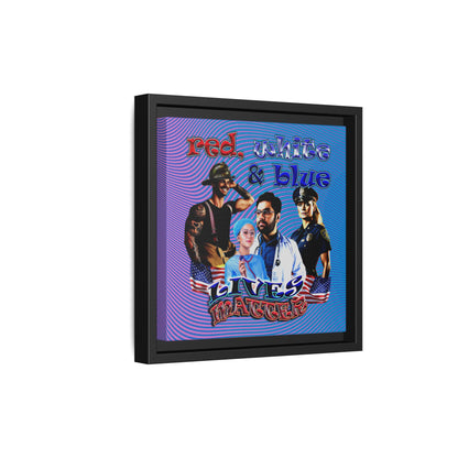 rw&b lives matter - framed canvas art (light blue-purple wave)