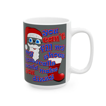 santa's shoes - White Mug (dark grey)
