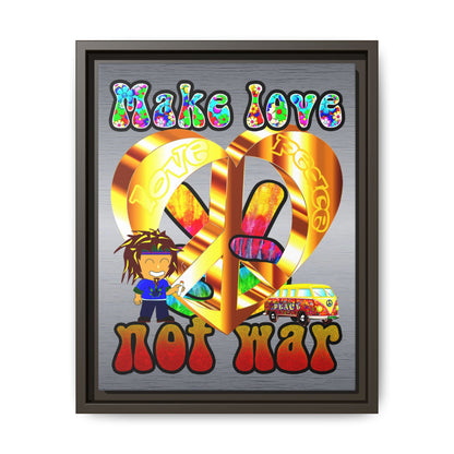 love peace - framed canvas art (brushed nickel)