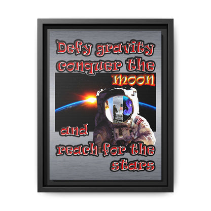 defy conquer reach - framed canvas art (brushed nickel)