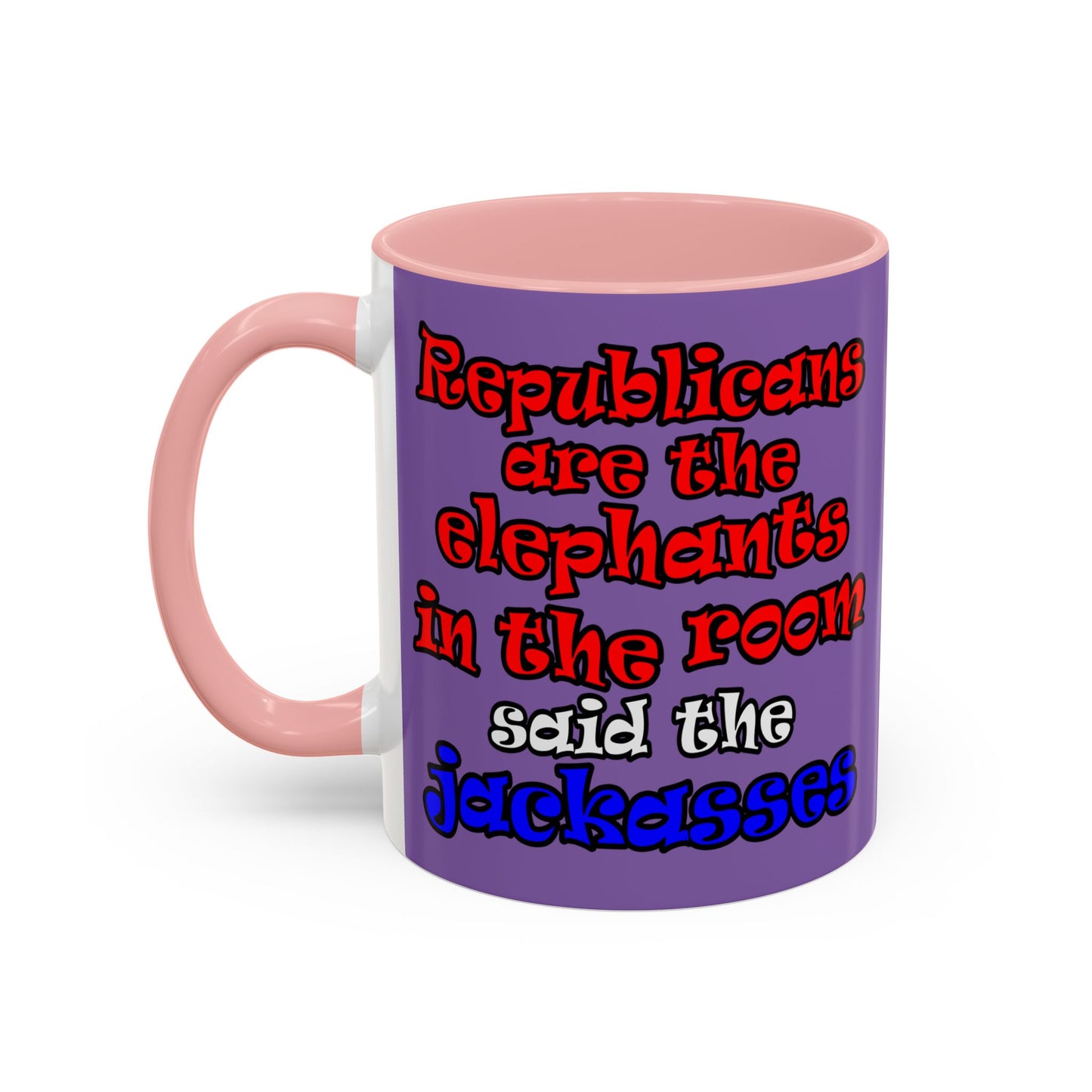 donkeys and elephants - Accent Mug (light purple)