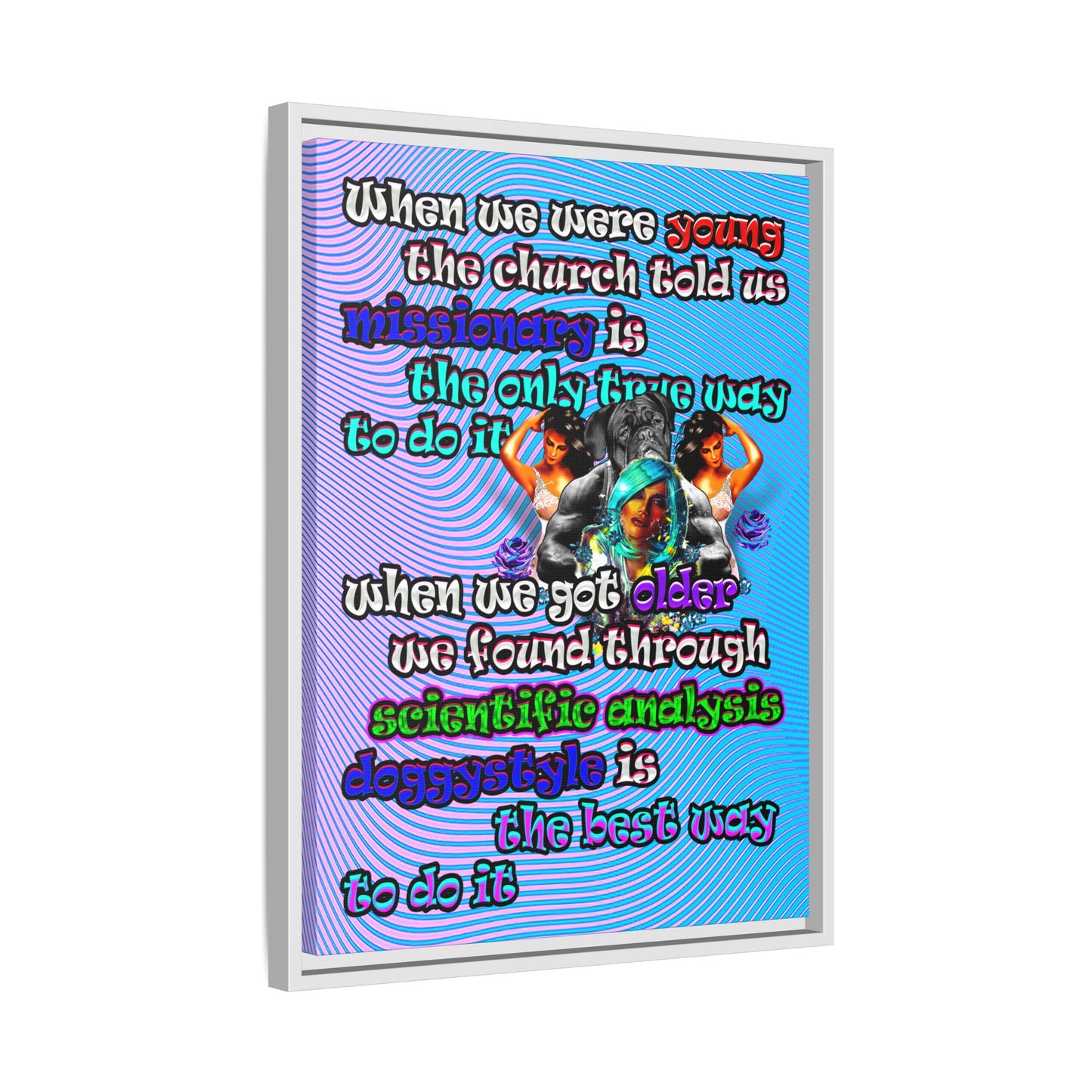 doggystyle - framed canvas art (light blue-purple wave)
