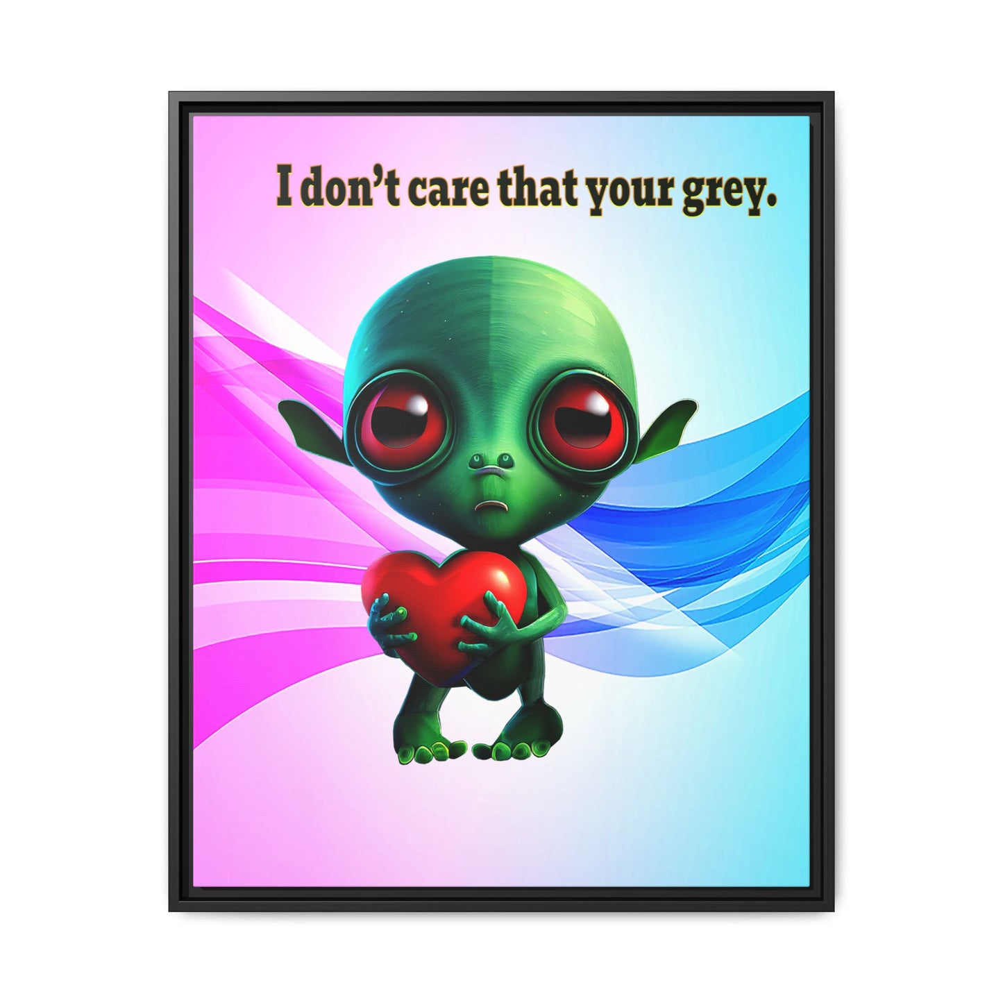 I don't care that your grey - framed canvas art (light blue-pink wave)