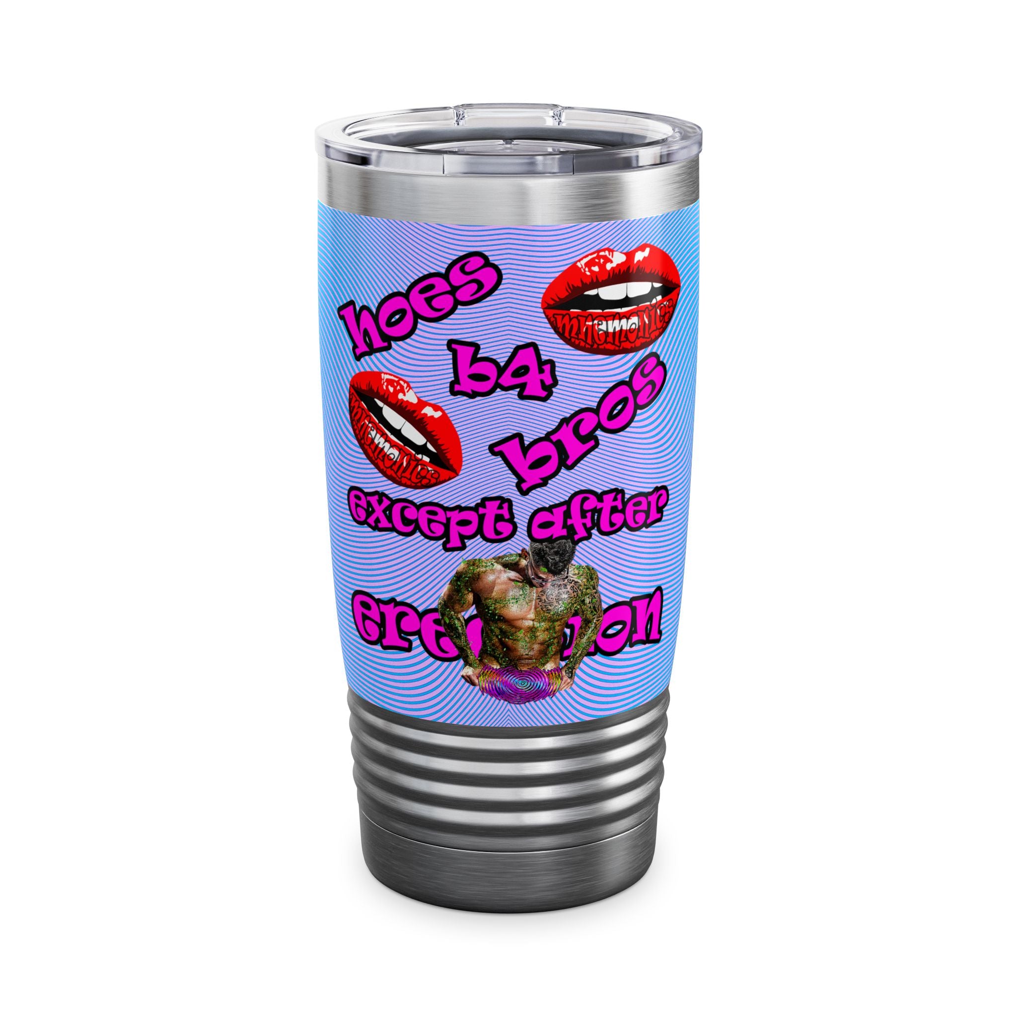 hoes b4 bros - Ringneck Tumbler, 20oz (light blue-purple wave)