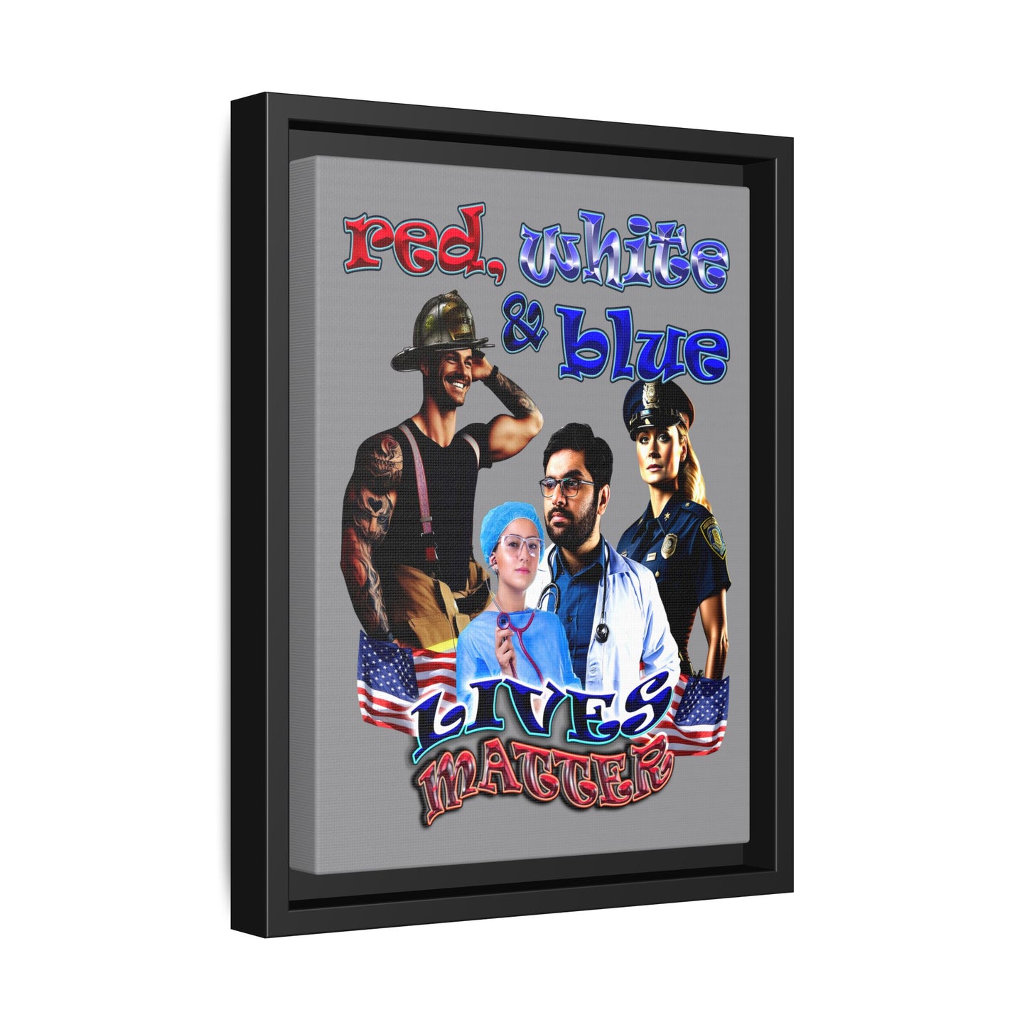 rw&b lives matter - framed canvas art (grey)