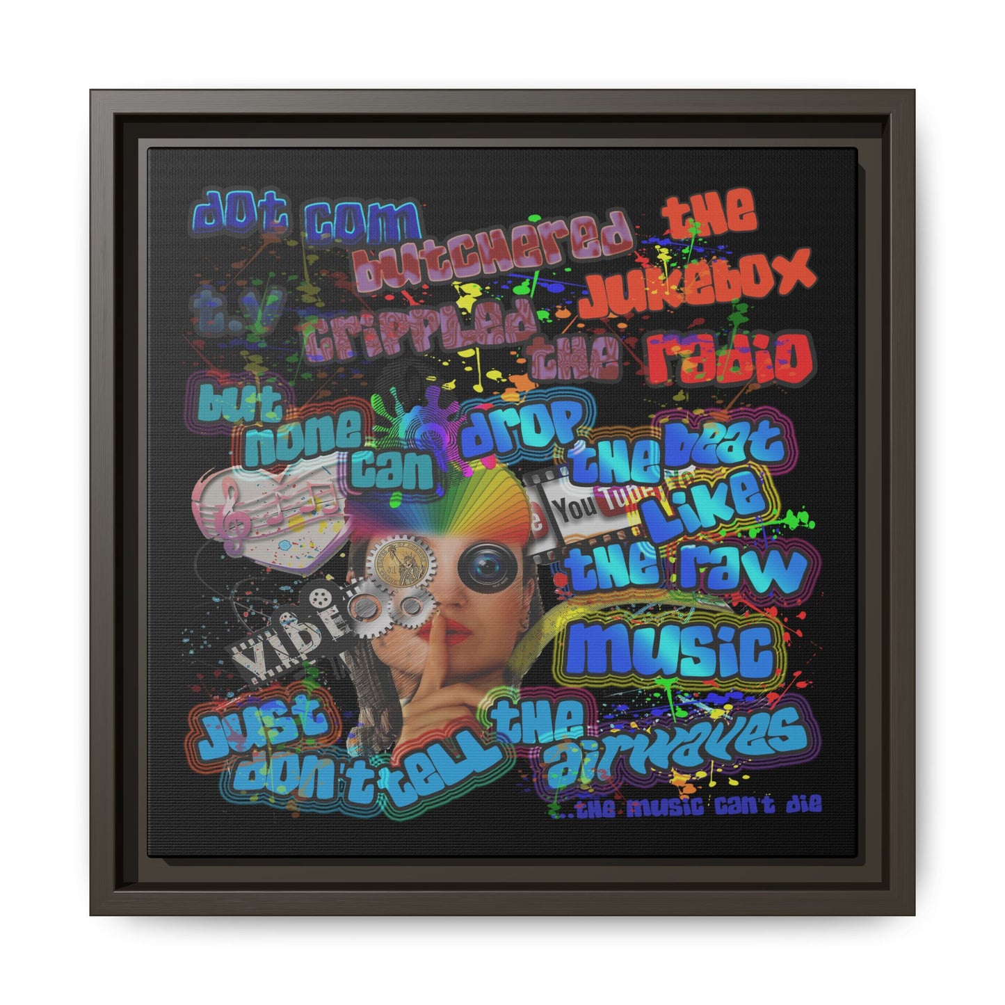 drop the beat - framed canvas art (black)