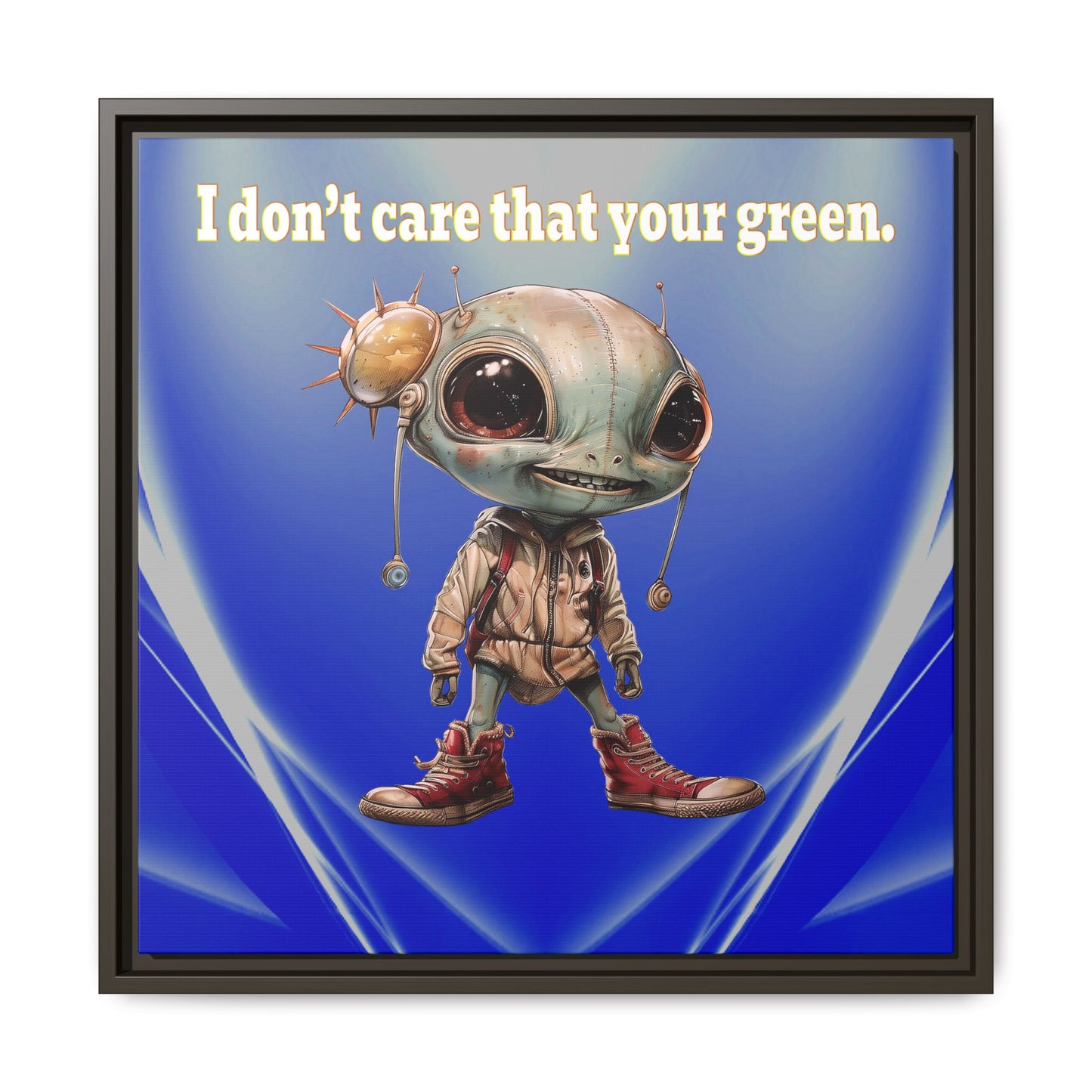 I don't care that your green - framed canvas art (blue-white wave)