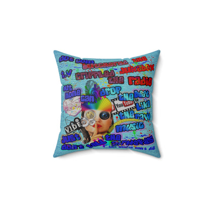 drop the beat - Spun Polyester Square Pillow - (faded blue)