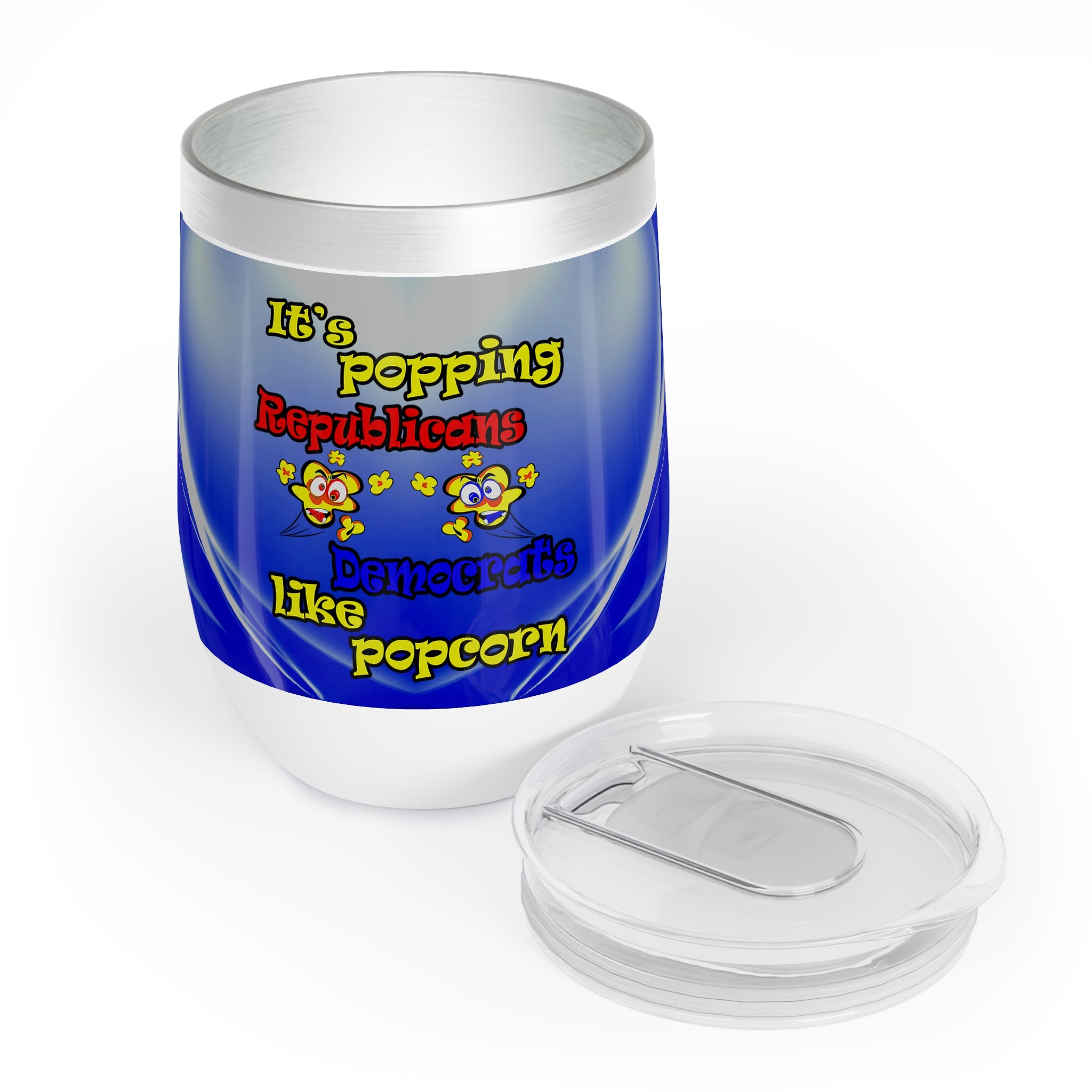 popping like popcorn - Chill Wine Tumbler (blue-white wave)