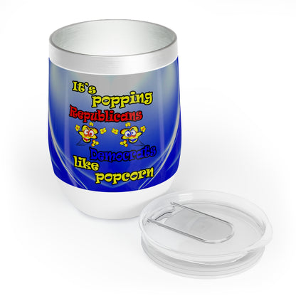 popping like popcorn - Chill Wine Tumbler (blue-white wave)