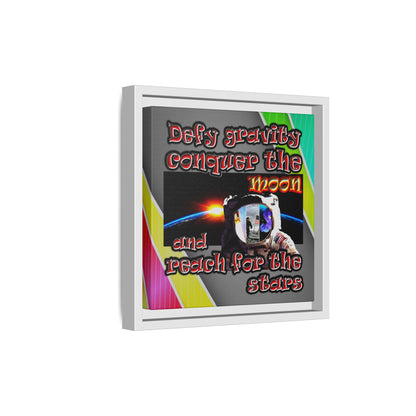 defy conquer reach - framed canvas art (rainbow split)
