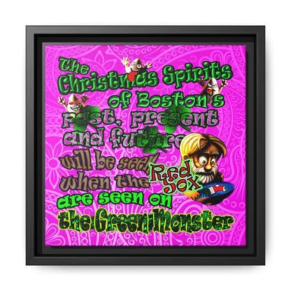 christmas spirits of boston - framed canvas art (pink swirl)