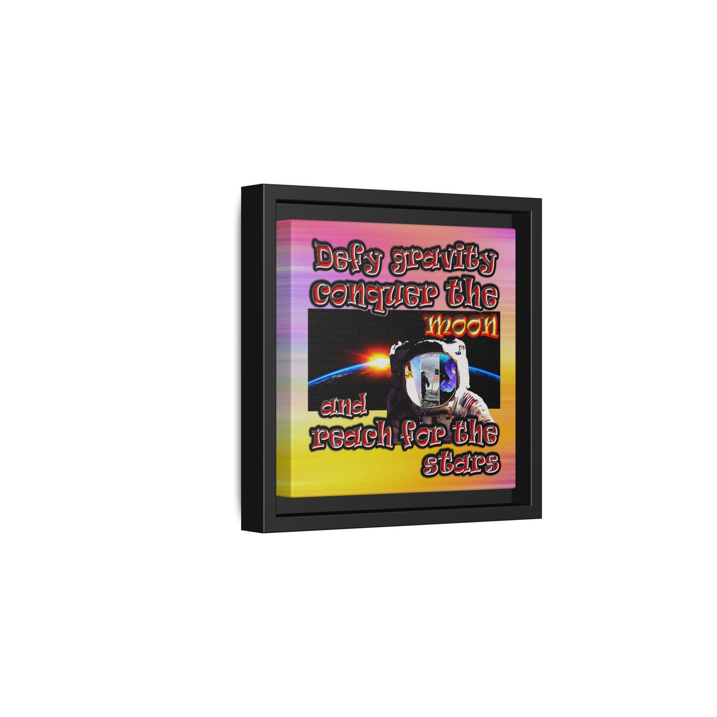 defy conquer reach - framed canvas art (color blur)