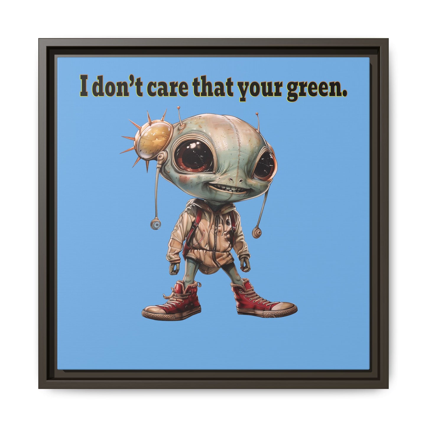 I don't care that your green - framed canvas art (light blue)