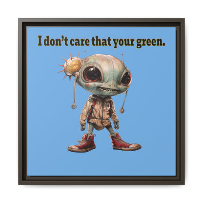 I don't care that your green - framed canvas art (light blue)