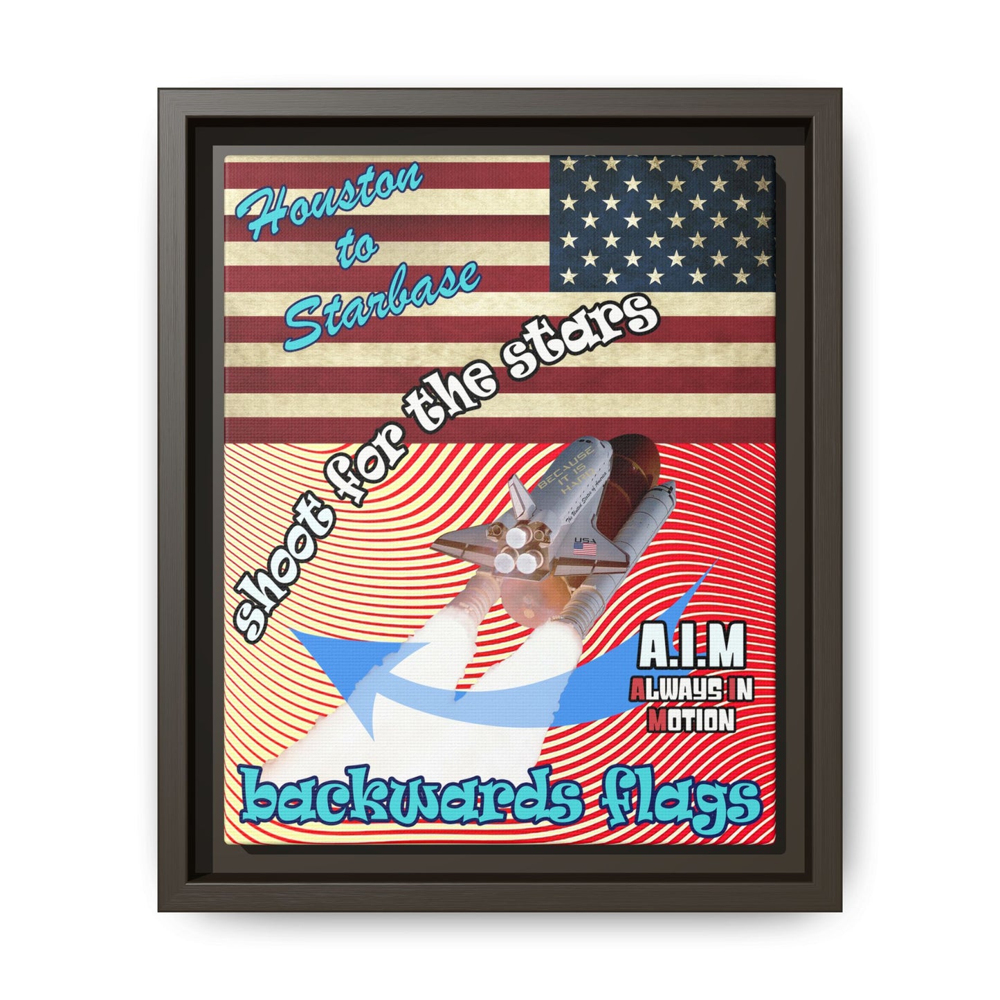shoot for the stars - framed canvas art (yellow-orange wave)