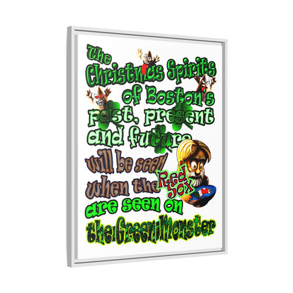 christmas spirits of boston - framed canvas art (white)