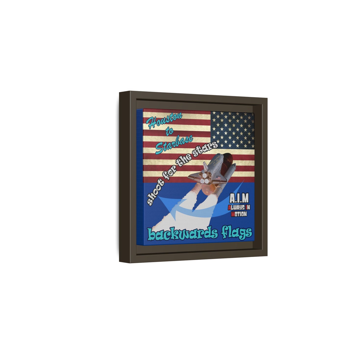 shoot for the stars - framed canvas art (dark blue)