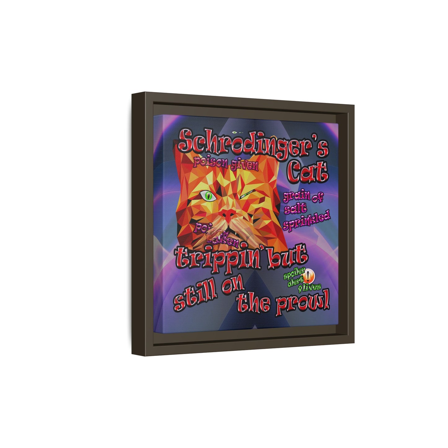schrodinger's cat - framed canvas art (grey-pink wave)