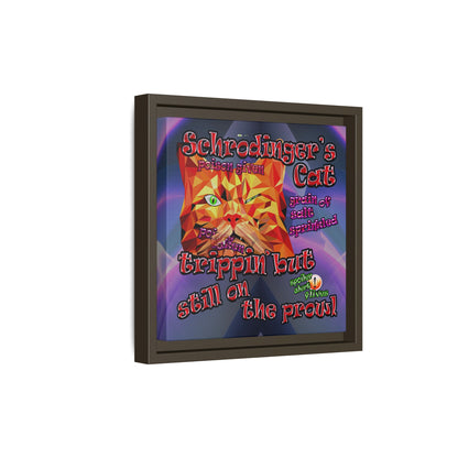 schrodinger's cat - framed canvas art (grey-pink wave)