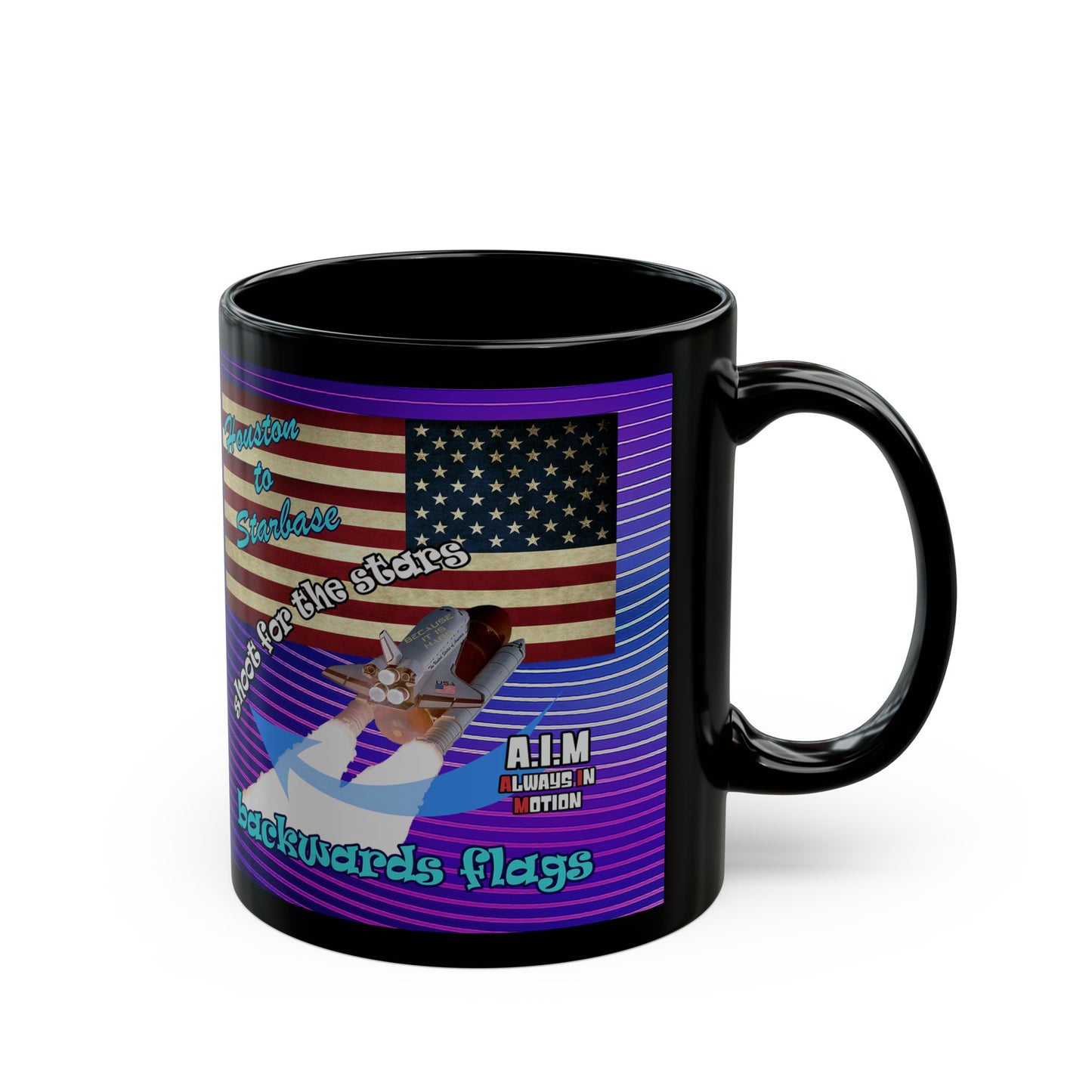 shoot for the stars - Black Mug (purple wave)