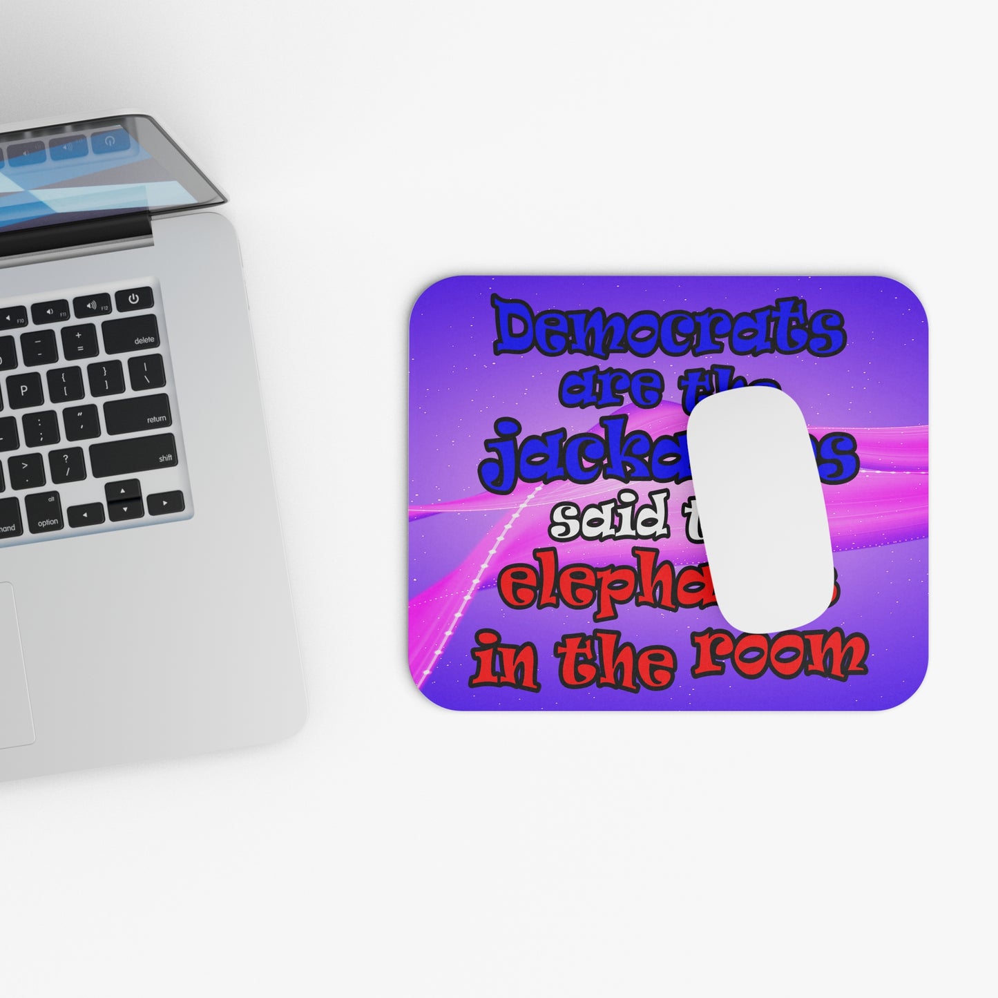 donkeys and elephants - Mouse Pad (Rectangle) (purple-pink wave)