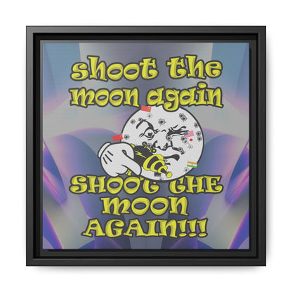 shoot the moon again - framed canvas art (grey-pink wave)