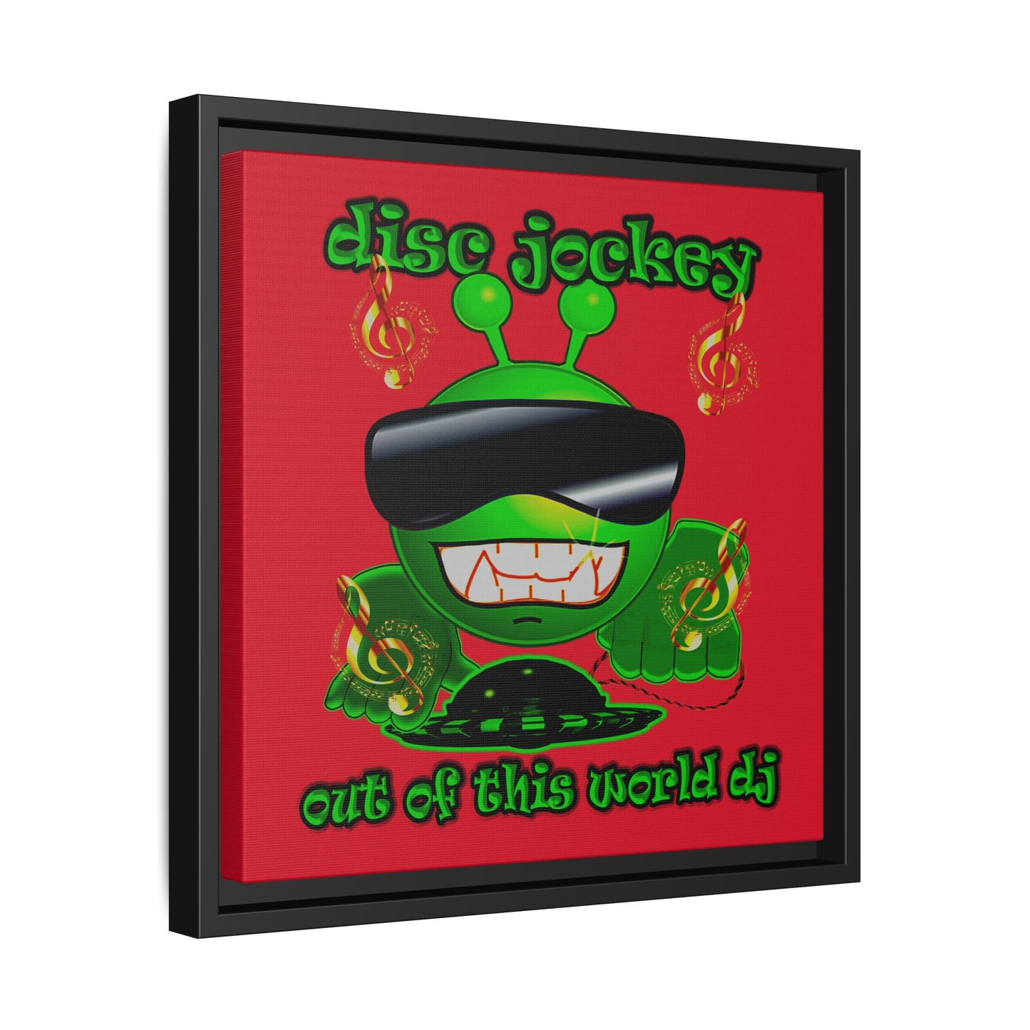 disc jockey - framed canvas art (dark red)