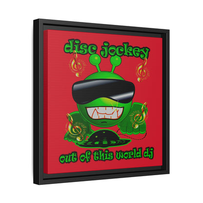 disc jockey - framed canvas art (dark red)