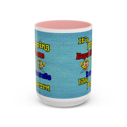 popping like popcorn - Accent Mug (faded dark blue)