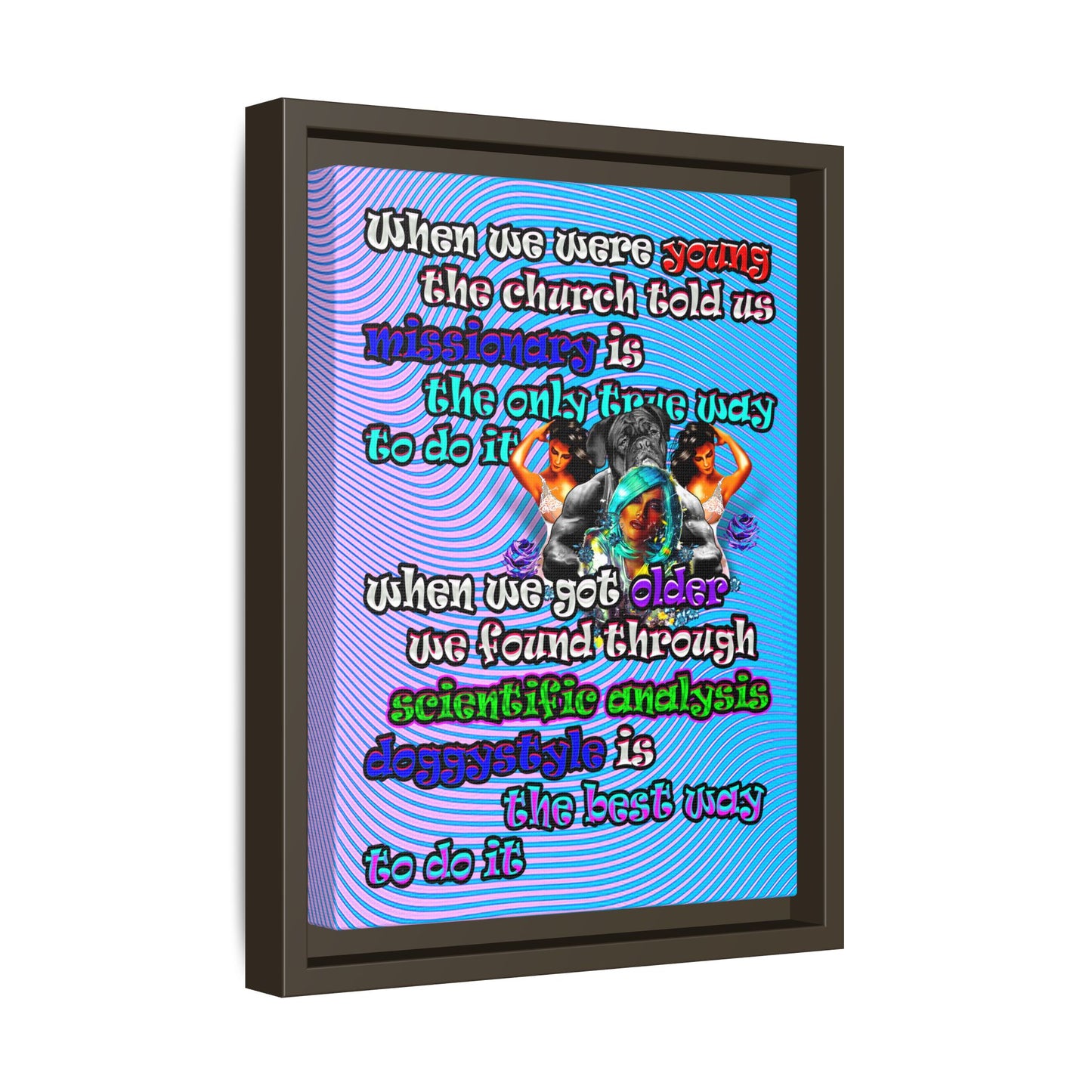 doggystyle - framed canvas art (light blue-purple wave)