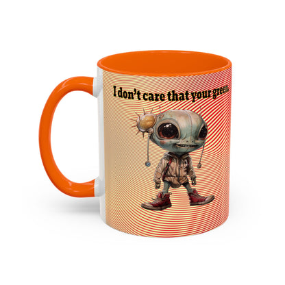 I don't care that your grey - Accent Mug (yellow-orange wave)
