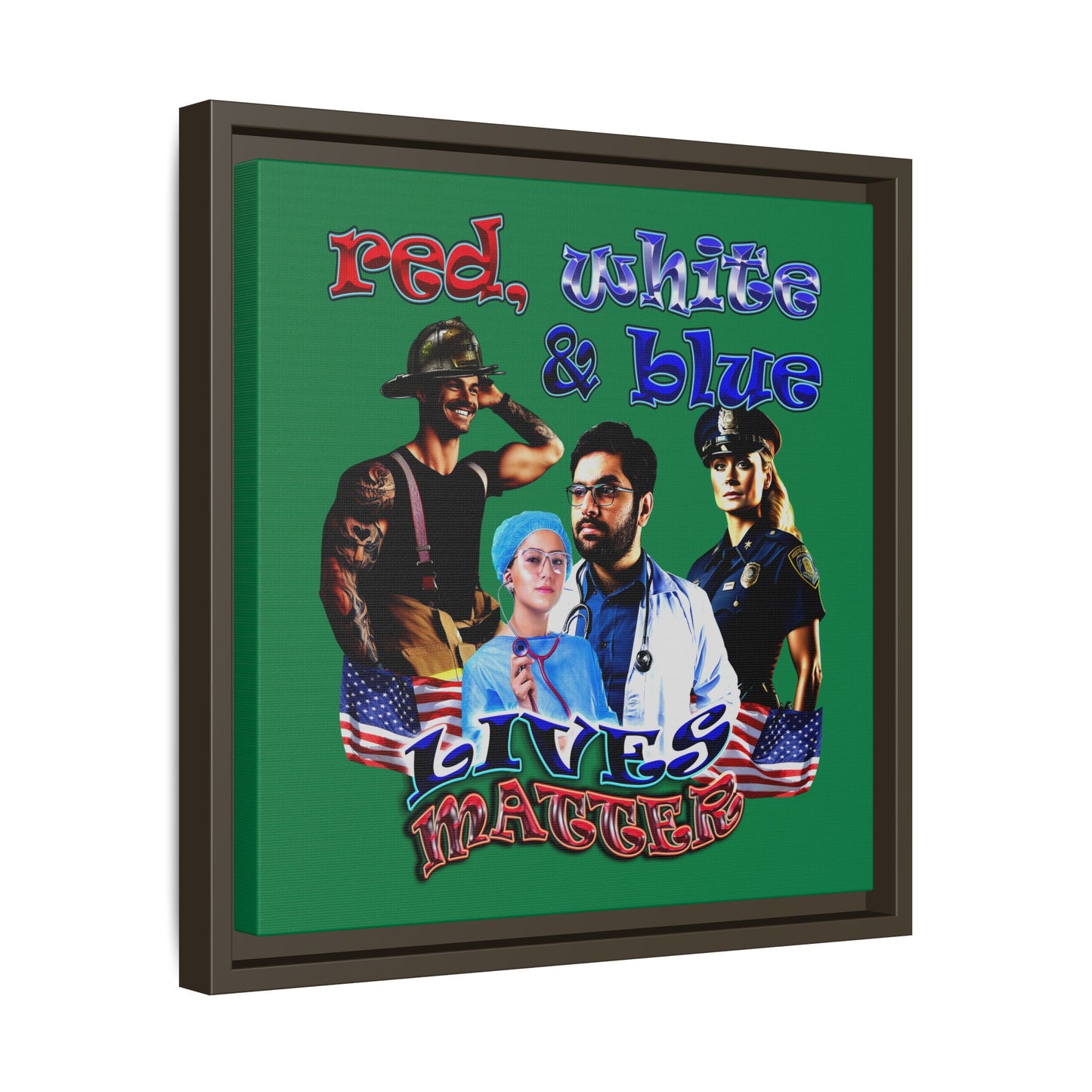 rw&b lives matter - framed canvas art (dark green)