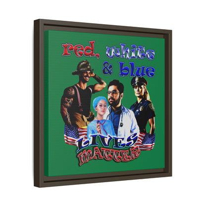 rw&b lives matter - framed canvas art (dark green)